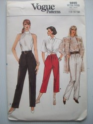9890 VOGUE STRAIGHT PANTS LENGTHS, CUFFS OR NOT PATTERN 8-12
